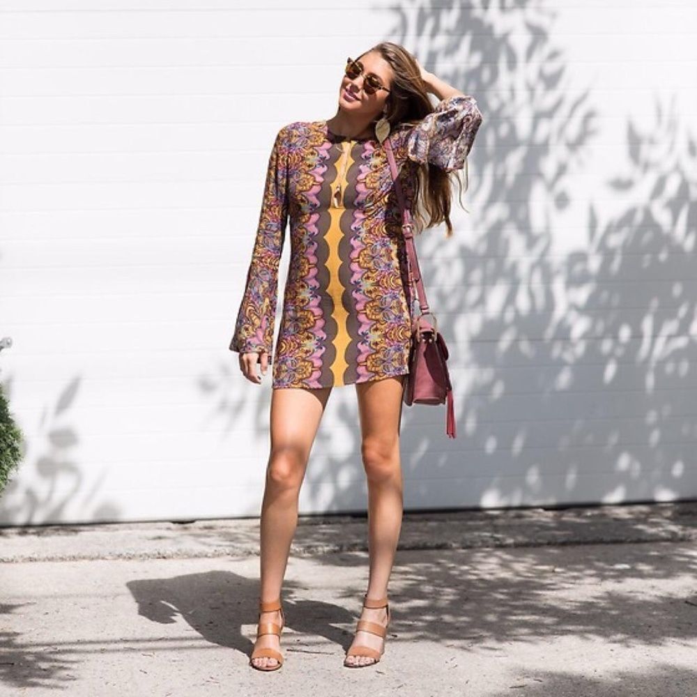 Free People Upcycled Ossie Vibes Fitted Tunic Dress Sz S *See Descriptio…